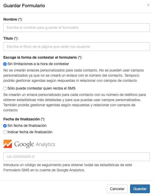 Recuerda poner el código de Google Analytics en tus Formularios -