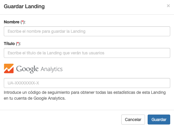 Recuerda poner el código de Google Analytics en tus Landings -