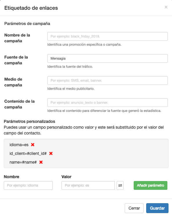 Etiquetado de enlaces -