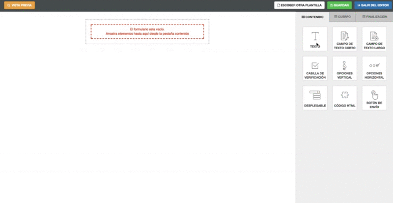 Añadir contenido Formularios-