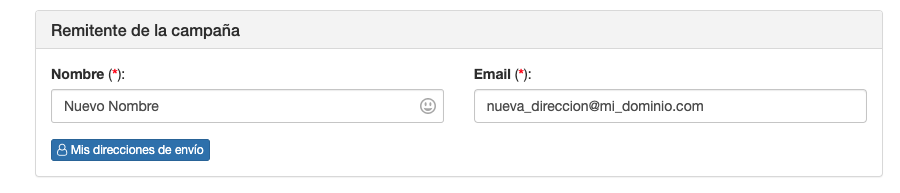 Crear una dirección de envío para Email desde Campañas -