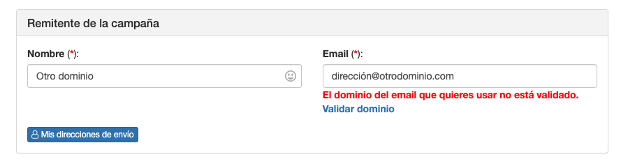 Error Creando una dirección desde Campañas -